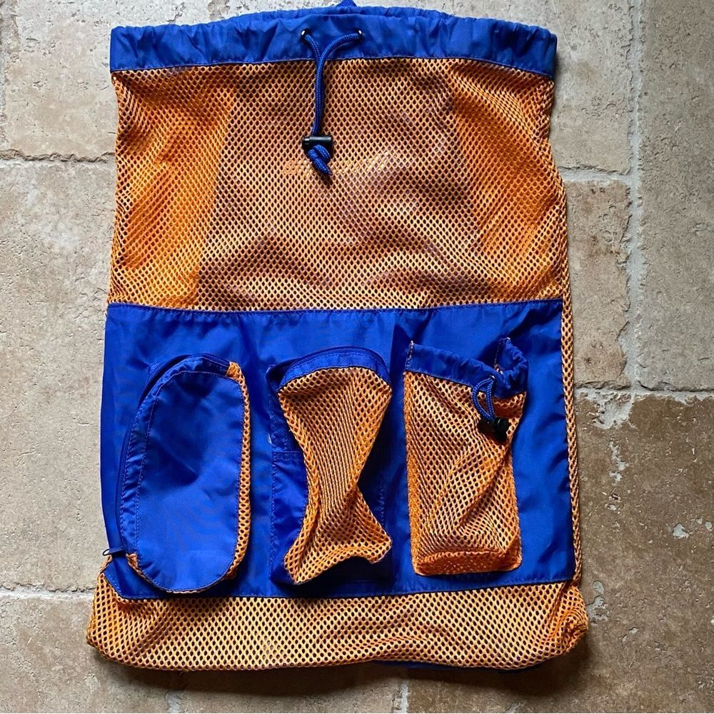Sporti Equipment Mesh Swim Athletic Sport Backpack Orange & Royal Blue